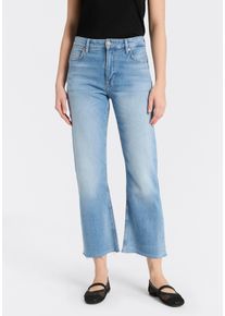 7/8-Jeans BOSS Orange "SOFT KICK FLARE 2.0 Premium Damenmode", Damen, Gr. 31, L&auml;nge 29, bright blau 435, Denim/Jeans, Obermaterial: 99% Baumwolle, 1% Elasthan, unifarben, regular fit 7/8-L&auml;nge, Jeans 7/8-Jeans, Stretch-Denim, offener Saum