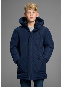 Outdoorjacke Kangaroos "Winterwarme Jacke", Jungen, Gr. 176/182, marine, Web, Obermaterial: 100% Polyester. Futter: 100% Polyester. Wattierung: 100% Polyester, unifarben, Basic, Rippb&uuml;ndchen, Jacken Outdoorjacke, Lange Winterjacke mit reflektierenden Details