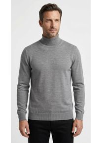 Rollkragenpullover OLYMP "OLYMP Strick Casual", Herren, Gr. 3XL, grau (silbergrau), Strick, Obermaterial: 100% Schurwolle, regular fit, Strickb&uuml;ndchen, Pullover Rollkragenpullover