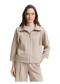 Sweatjacke Tom Tailor "Boxy", Damen, Gr. XXL, soft taupe grau, Sweatware, Obermaterial: 51% Polyester, 42% Viskose, 7% Elasthan, unifarben, regular fit normal, ohne Ausschnitt, B&uuml;ndchen, Sweatjacken Sweatjacke, mit Taschen