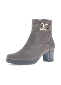 Stiefelette Gabor "St. Tropez", Damen, Gr. 36, taupe, Veloursleder, unifarben, Schuhe Stiefelette, Blockabsatz, Businessstiefelette mit Schmuckelement