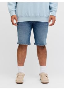 Jack & Jones PlusSize Shorts "JJIRICK JJORIGINAL SHORTS AT 999 PLS", Damen, Gr. 44 (5XL), N-Gr, blau denim, Web, Obermaterial: 54% Baumwolle, 33% Polyester, 7% Lyocell, 4% Viskose, 2% Elasthan, JACK & JONES PLUSSIZE, unifarben, regular fit knielang, Hosen Shorts