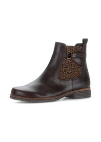 Chelseaboots Gabor, Damen, Gr. 40, dunkelbraun, leo, Elastischer Einsatz, Kalbsleder, Schuhe Chelseaboots, Blockabsatz, Stiefelette, Businessmode mit Stretcheinsatz