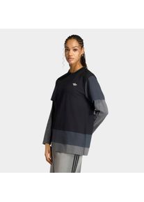 Langarmshirt adidas originals "LOOSE FIT LONGSLEEVE, LAGENLOOK", Damen, Gr. S, schwarz, Obermaterial: 100% Baumwolle, normal, Rundhals, Shirts Langarmshirt