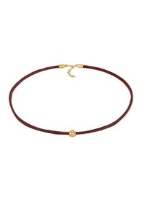 Choker Elli "Halskette Choker Velour Leder Bead Trend 925 Silber" Gr. 36, gold, Halsketten, Damen, ohne Stein, Silber 925 (Sterlingsilber), Choker