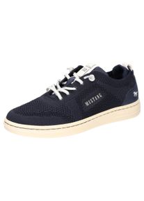 Slip-On Sneaker Mustang Shoes, Damen, Gr. 38, blau (dunkelblau), Lederimitat, Textil, Schuhe Slip-On Sneaker, Slipper, Sommerschuh mit Strickb&uuml;ndchen, Topseller