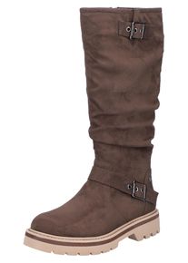 Stiefel Rieker, Damen, Gr. 39, Normalschaft, braun, Velourslederimitat, unifarben, Schuhe Stiefel, mit slouchy Schaft und verstellbarer Schnalle