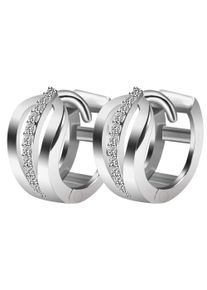 Adelia&acute;s Paar Creolen ADELIA&acute;S "Damen Ohrringe &iquest; Klappcreole aus 925 Silber mit Zirkonia", silber, Ohrringe, Damen, Silber 925 (Sterlingsilber), Paar Creolen