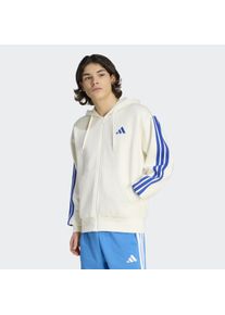 Sweatjacke adidas Sportswear "ESSENTIALS 3-STREIFEN", Herren, Gr. L, sanftes wei&szlig;, ray blau, Obermaterial: 55% Baumwolle, 36% Polyester, 9% Viskose, normal, ohne Ausschnitt, angesetztes B&uuml;ndchen, Sweatjacken Sweatjacke, f&uuml;r Laufen und Sportmode, mit Rei&szlig;verschluss