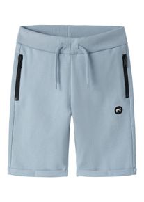 Sweatshorts name it "NKMVIMO SWE SHORTS BRU NOOS", Jungen, Gr. 146, N-Gr, blau fog, Sweatware, Obermaterial: 60% Baumwolle, 40% Polyester, unifarben, regular fit kurz, Hosen Sweatshorts, Baumwollmischung, Umschlagsaum, Rei&szlig;verschlusstaschen