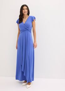 bonprix Maxikleid, blau, Gr.32/34 (XS), Elegantes Jeryeskleid mit sch&ouml;nem Knotendetail in der Taille und Mini-Fl&uuml;gel&auml;rmel