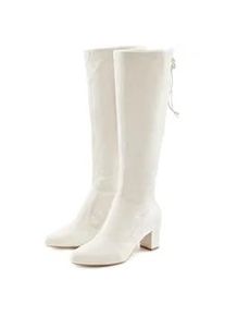 Schlupfstiefel Lascana, Damen, Gr. 40, beige (creme), Obermaterial: 100% Textilmaterial. Decksohle: 100% Lederimitat. Futter: 100% Textilmaterial. Laufsohle: 100% Synthetik, unifarben, Schuhe Schlupfstiefel, Schlupfboots, Slouchy Boots, Slip-On, Stretch & Blockabsatz