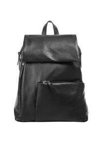 Cityrucksack CLUTY, Damen, Gr. B/H/T: 27cm x 30cm x 4cm, onesize, schwarz, Leder, Rindsleder, Rucks&auml;cke Cityrucksack, echt Leder, Made in Italy