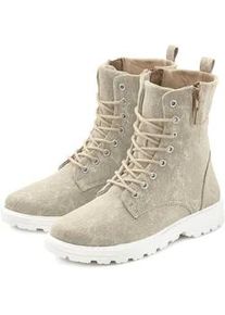 Stiefelette Lascana, Damen, Gr. 43, beige, Obermaterial: 100% Textilmaterial. Decksohle: 100% Textilmaterial. Futter: 100% Textilmaterial. Laufsohle: 100% Synthetik, unifarben, Schuhe Stiefelette, zum Schn&uuml;ren, modische Optik im Combat Look, Rei&szlig;verschluss-Boots