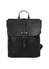 Cityrucksack Samantha Look, Damen, Gr. B/H/T: 25cm x 32cm x 7cm, onesize, schwarz, Leder, Rindsleder, Rucks&auml;cke Cityrucksack, Echt Leder, Made in Italy