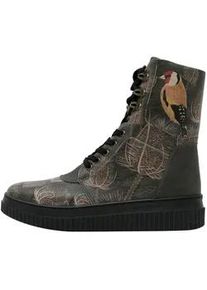 Schn&uuml;rboots DOGO "Future High Top Boots Goldfinch Damen Stiefeletten", Damen, Gr. 38, Normalschaft, grau, Lederimitat, Schuhe Sommerboots, Handgefertigt