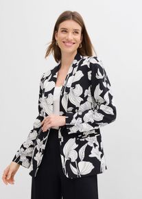 bonprix Blazer, schwarz, Gr.42, L&auml;ssiger Blazer mit modischem Print
