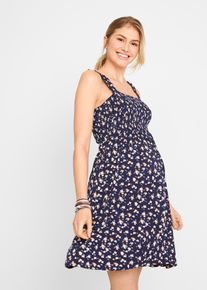 bonprix Umstandskleid aus weicher Viskose, blau, Gr.52/54 (XXL), Gebl&uuml;mtes Sommerkleid f&uuml;r die Schwangerschaft