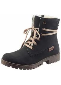 Winterboots Rieker, Damen, Gr. 42, blau (nachtblau), Nubuklederimitat, unifarben, Schuhe Winterboots, Winterboots, Warmfutter, mit schaftumspielender Schn&uuml;rung