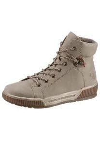 Schn&uuml;rboots Rieker, Damen, Gr. 38, grau (beige), Lederimitat, Schuhe Schn&uuml;rboots, mit herausnehmbarer SoftFoam-Einlegesohle