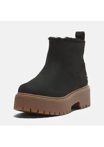 Chelseaboots Timberland "STONE STREETMID WARM LINED BOOT", Damen, Gr. 39,5, schwarz (schwarz nubuck), Leder, Schuhe Chelseaboots, Winterstiefel, Winterschuhe, Stiefelette, gef&uuml;ttert