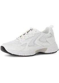 Keilsneaker Gabor "FLORENZ", Damen, Gr. 40, silber (wei&szlig;, silberfarben), Kalbsleder, Textil, Schuhe, Freizeitschuh, Halbschuh, Schn&uuml;rer in Bequemweite G (= weit)