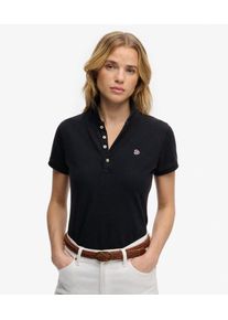 Superdry Damen Heritage Poloshirt mit Schmaler Passform Navy - Gr&ouml;&szlig;e: 42 210302650006098T020
