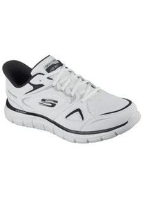 Slip-On Sneaker Skechers "TRACK", Herren, Gr. 47,5, schwarz-wei&szlig; (wei&szlig;, schwarz), Leder, Textil, Schuhe, Freizeitschuh, Schn&uuml;rschuh mit Memory Foam