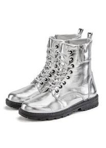 Stiefelette Lascana, Damen, Gr. 35, silber (silberfarben), Obermaterial: 100% Lederimitat. Decksohle: 100% Textilmaterial. Futter: 100% Textilmaterial. Laufsohle: 100% Synthetik, metallic, unifarben, Schuhe Stiefelette, im angesagten Metallic-Look, Stiefel, Boots VEGAN