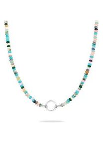 Charm-Kette Tamaris "Schmuck Geschenk Edelstahl Halskette All About Beads", edelstahlfarben, t&uuml;rkis, gr&uuml;n, lila, rosa, wei&szlig;, Halsketten, Damen, Edelstahl, L: 45 B: 5mm, mit Naturstein, B:5mm