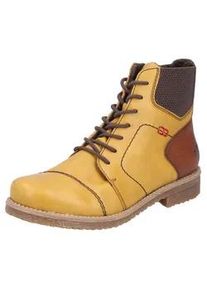 Schn&uuml;rstiefelette Rieker, Damen, Gr. 40, ockergelb, braun, Elastischer Einsatz, Lederimitat, Basic, Schuhe Schn&uuml;rstiefelette, Schn&uuml;rboots, Herbststiefelette, Blockabsatz, mit weicher Innensohle