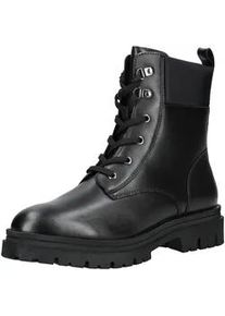 Schn&uuml;rstiefelette Marco Tozzi "Marco Tozzi Stiefelette Leder/Textil", Damen, Gr. 39, schwarz, Leder, Textil, Schuhe Schn&uuml;rstiefelette