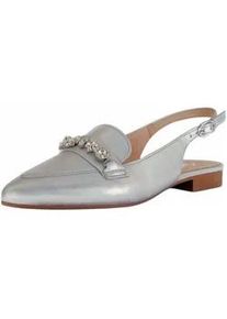 Pumps Gabor "Gabor Ballerinas Leder", Damen, Gr. 39, silber, Leder, Schuhe Pumps