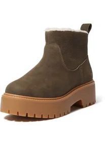 Chelseaboots Timberland "STONE STREETMID WARM LINED BOOT", Damen, Gr. 39,5, schwarz braun full grain, Leder, Schuhe Chelseaboots, Winterstiefel, Winterschuhe, Stiefelette, gef&uuml;ttert