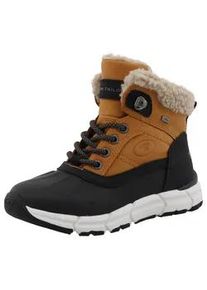 Winterstiefel Tom Tailor, Damen, Gr. 31, schwarz (schwarz, camelfarben), Lederimitat, Synthetik, kontrastfarbene Details, Schuhe Winterstiefel, mit Tex-Ausstattung