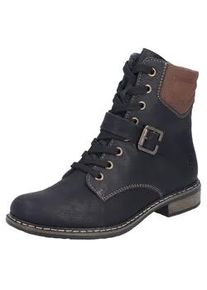 Schn&uuml;rstiefelette Rieker, Damen, Gr. 37, schwarz, cognac, Lederimitat, unifarben mit Farbeinsatz, Schuhe Schn&uuml;rstiefelette, Schn&uuml;rboots, Stiefelette, Blockabsatz, mit gepolstertem Schaftrand