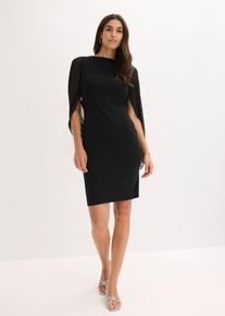 bonprix Cocktailkleid mit Chiffon-&Auml;rmel, schwarz, Gr.50, Cocktailkleid aus strukturiertem Crepe mit Chiffon-&Auml;rmeln