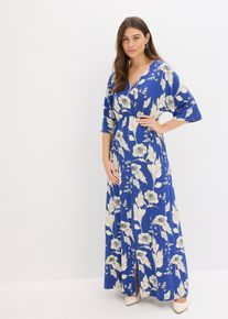 bonprix Jerseykleid aus softem Viskose-Mix, blau, Gr.44/46 (L), floral bedrucktes Jerseykleid aus softem Viskose-Mix in Maxil&auml;nge, aus Viskose
