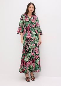 bonprix Maxikleid aus flie&szlig;ender Viskose, schwarz, Gr.38, Modernes langes Kleid aus flie&szlig;ender Viskose mit floralem Druck, aus Viskose