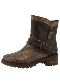 Winterboots Mustang SHOES "Haukea", Damen, Gr. 41, braun (lavabraun), Lederimitat, vintage, Schuhe Winterboots, Biker Boots mit Blockabsatz