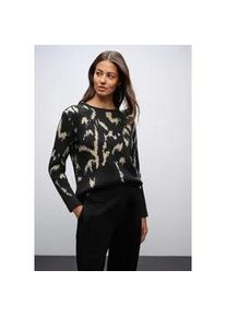 Rundhalspullover Street One, Damen, Gr. 40, anthra grau, Strick, Obermaterial: 60% Polyester, 40% Baumwolle, gemustert, bequem h&uuml;ftbedeckend, Rundhals, Pullover Rundhalspullover, gemustert