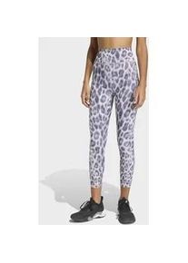 Trainingstights Adidas PERFORMANCE "OPTIME ESSENTIALS WORKOUT LEOPARD 7/8 LEGGINGS", Damen, Gr. XXL, N-Gr, ice lila, shadow navy, normal, gr., Obermaterial: 85% Polyester, 15% Elasthan, 7/8-L&auml;nge, Hosen