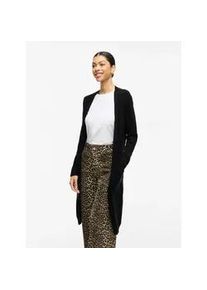 Longstrickjacke Vila "VIRIL LONG L/S KNIT CARDIGAN - NOOS", Damen, Gr. XS, schwarz, Feinstrick, Obermaterial: 50% Viskose, 27% Nylon, 23% Polyester, unifarben, l&auml;ssig geschnitten knielang, V-Ausschnitt, B&uuml;ndchen, Strickjacken Longstrickjacke, in knielanger Form