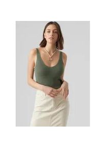 V&eacute;ro Moda Stricktop VERO MODA "VMNEWLEX SUN SL TOP GA NOOS", Damen, Gr. XS, laurel wreath, Strick, Obermaterial: 50% Viskose (LENZINGTM ECOVEROTM), 25% Baumwolle, 25% Polyacryl, unifarben, figurbetont h&uuml;ftlang, V-Ausschnitt, Tops Stricktop