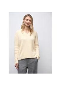 V-Ausschnitt-Pullover Street One, Damen, Gr. 34, soft beige, Strick, Obermaterial: 55% Polyester, 45% Baumwolle, unifarben, regular fit normal, V-Ausschnitt, gerader Abschluss, Pullover, mit Rippb&uuml;ndchen