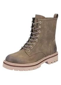 Schn&uuml;rboots Rieker, Damen, Gr. 40, khaki, Lederimitat, used, Schuhe Schn&uuml;rboots, Schn&uuml;rstiefelette, Boots, Blockabsatz, mit Profilsohle