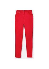 Madeleine Mode Regular-fit-Jeans MADELEINE "Jeans Mid Waist Skinny-Hose mit Fransen", Damen, Gr. 22, N-Gr, rot, Obermaterial: 92% Baumwolle CO. 6% Polyester PES. 2% Elasthan EL., Jeans