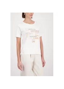 T-Shirt monari, Damen, Gr. 36, off, wei&szlig;, Jersey, Obermaterial: 100% Baumwolle, unifarben, regular fit normal, Rundhals, abgesteppte Kante, Shirts T-Shirt, Rundhalsausschnitt, Regular Fit, Strasssteine