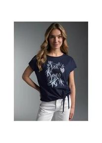 T-Shirt TRIGEMA "TRIGEMA T Shirt mit Maritimem Motiv", Damen, Gr. L, navy, Single Jersey, 100% Baumwolle, Basic, Rundhals, Shirts T-Shirt
