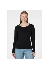 Langarmshirt Ragwear "FLLORAH LONG GOTS", Damen, Gr. M, schwarz, Jersey, Obermaterial: 100% Baumwolle, unifarben, normal, Rundhals, Shirts Langarmshirt, Bestseller aus Single Jersey mit softem Finish und Kn&ouml;pfen